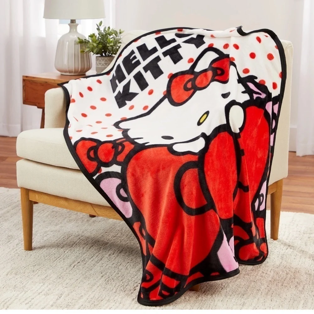 🆕 Hello Kitty Silky Soft Throw 40”x50” Dots of Fun